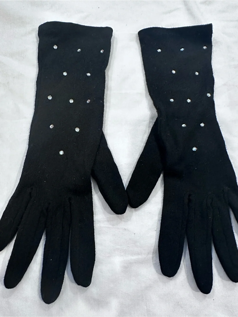 Fownes black mid-length formal design embellished with scattered rhinestones